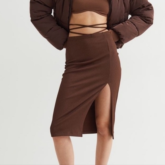 NWT H&M Divided Brown midi skirt - Picture 1 of 6